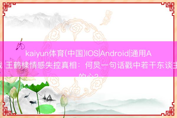 kaiyun体育(中国)IOS|Android|通用APP下载 王鹤棣情感失控真相：何炅一句话戳中若干东谈主的心？
